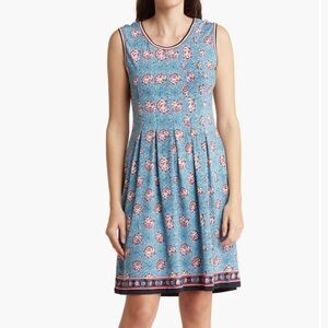 CHELSEA & THEODORE Border Print Sleeveless Dress Size Medium